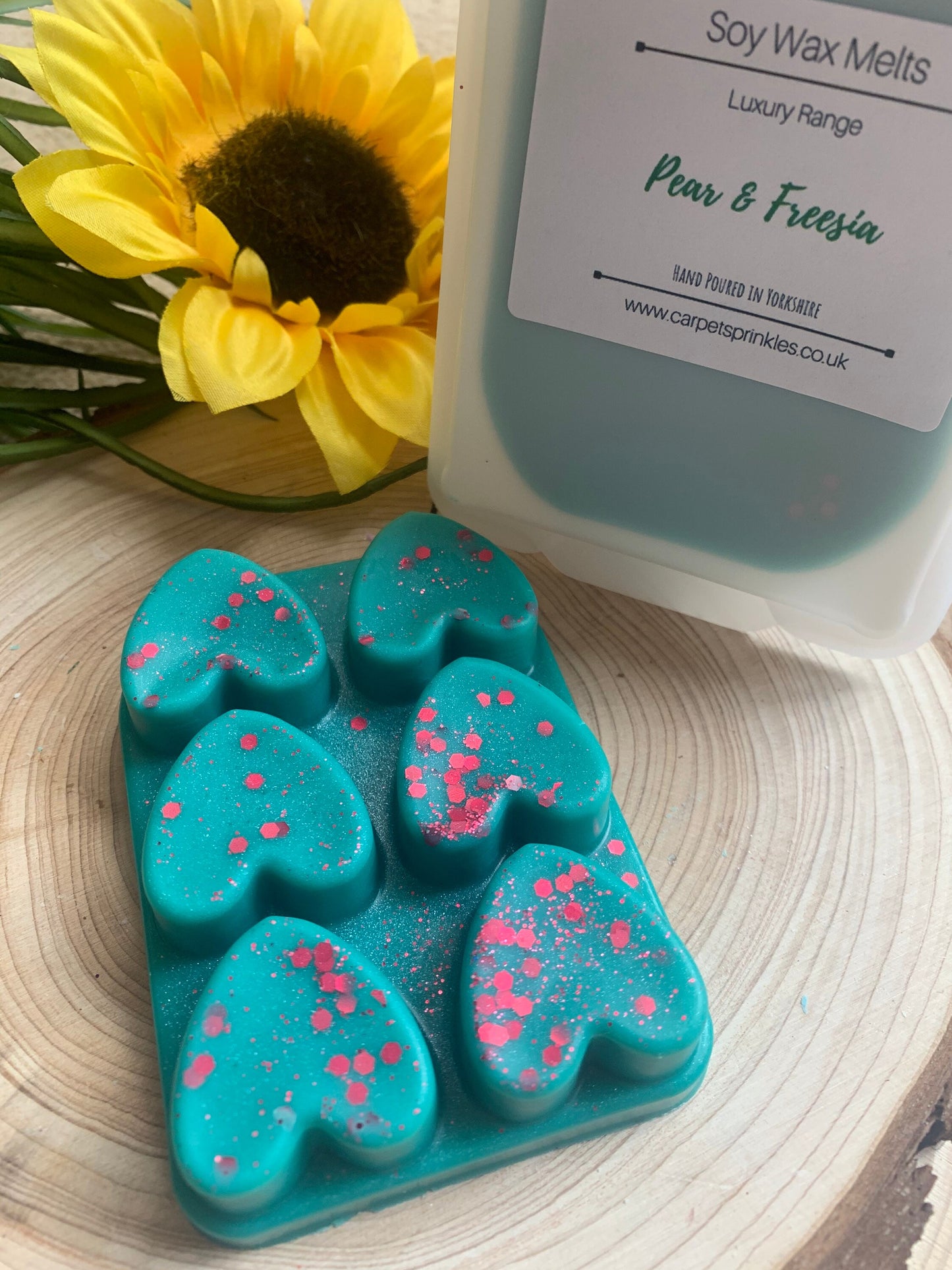Pear and Freesia luxury soy wax melts - highly scented,heart clamshell 80gram.