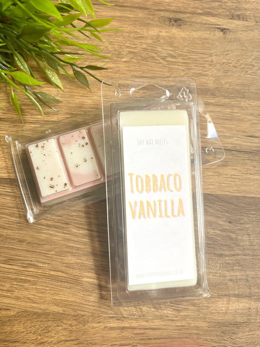 Tobacco & Vanilla luxury soy wax melts - highly scented,heart clamshell 80gram.